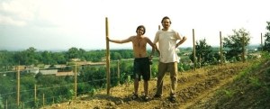 Marco and Tim during the early years of the vineyard over a decade ago.